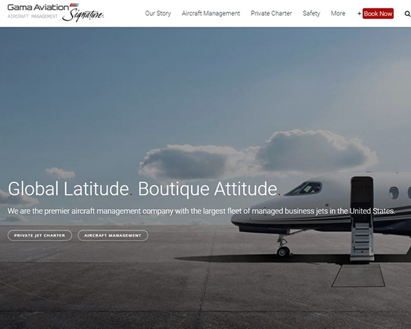 Gama Aviation Signature Website Revitalized by Redesign through website upgrades and UI/UX services