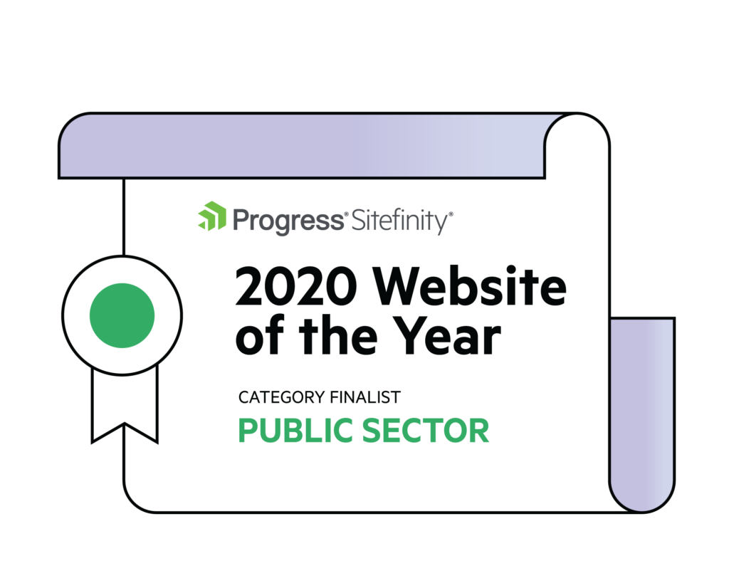 Sitefinity 2020 Website of the Year Badge for Chateaux's nomination for website of the year in the public sector
