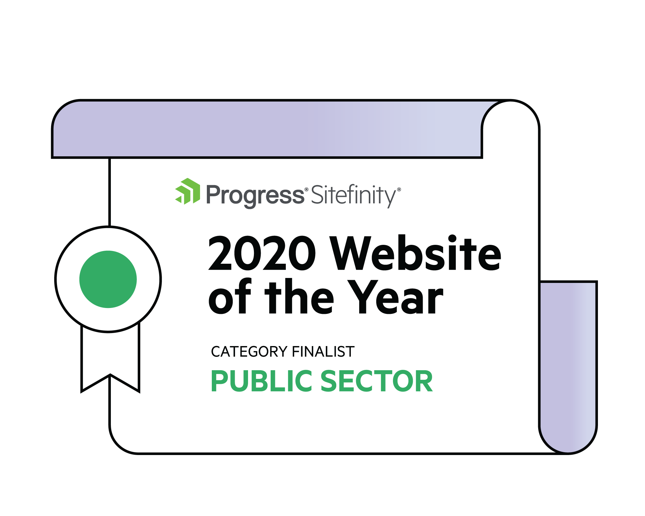 Sitefinity 2020 Website of the Year Badge for Chateaux's nomination for website of the year in the public sector
