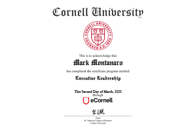 Chateaux SVP Mark Montanaro completes Cornell University’s Executive ...