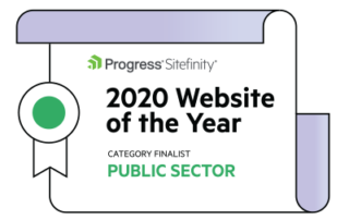 Sitefinity 2020 Website of the Year Badge for Chateaux's nomination for website of the year in the public sector