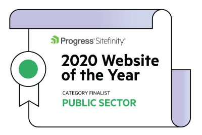 Sitefinity 2020 Website of the Year Badge for Chateaux's nomination for website of the year in the public sector