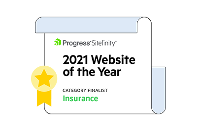 2021 Sitefinity Website of the Year Award in the Insurance category badge for Homeowner Safety Valve and Chateaux Software